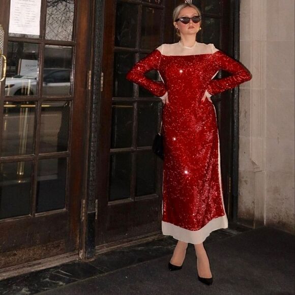 Zara Runs bigLimited EDITION- BLOGGER'S FAVE! SEQUIN CHIFFON DRESS ZW COLLECTION - Picture 7 of 16